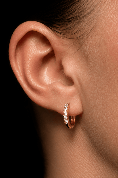 Eliza – 18k auksu dengti pave lanko auskarai su kubiniu cirkoniu