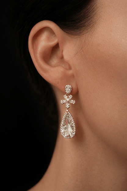 Auksuoti kabantys auskarai su dideliu cirkoniu - 18k - paauksuoti - papuošalai