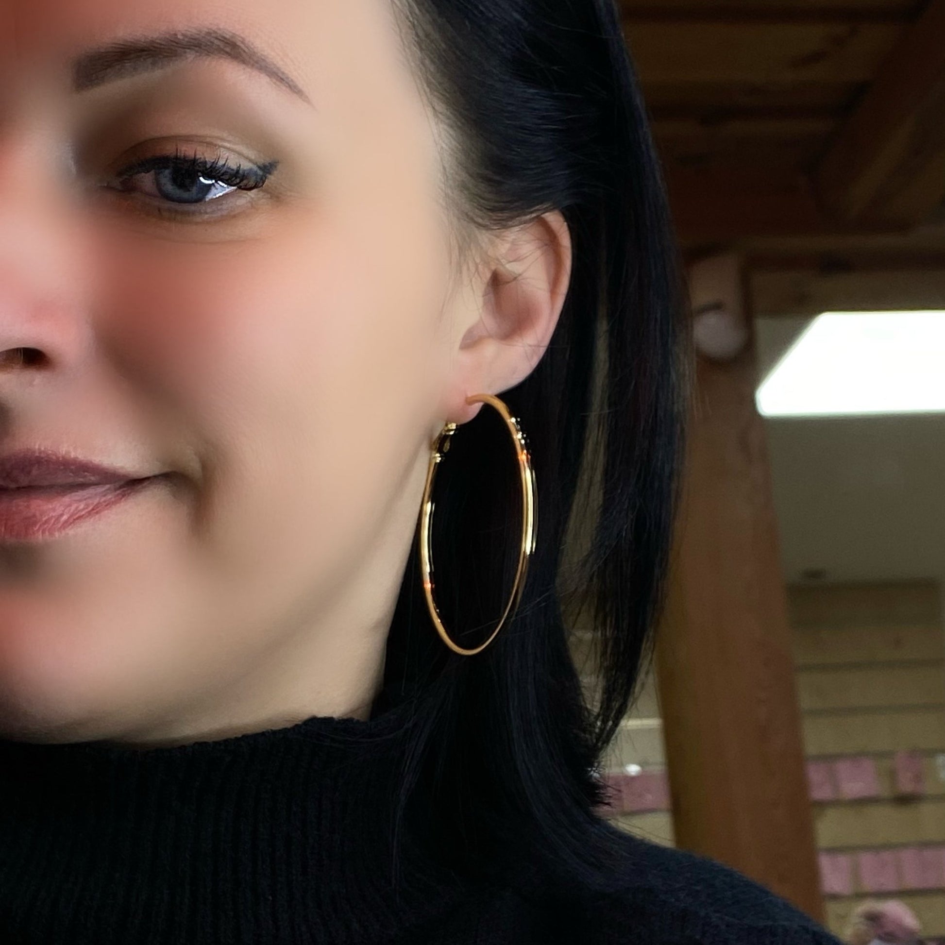Bella Gold - Moteriškas auksas - Padengti auskarai su lanku 18k Auksiniai Auskarai Bella Gold Auskarai Klasikiniai auskarai su lanku