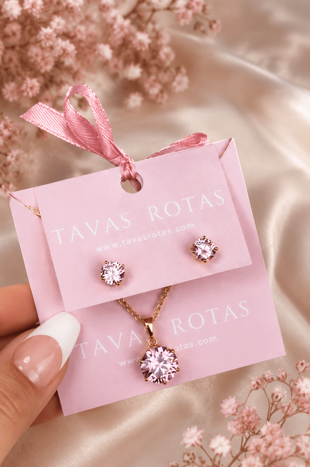 Elena – 18k apzeltīta kaklarota ar rozā cirkoniju apzeltītas rotaslietas sievietēm