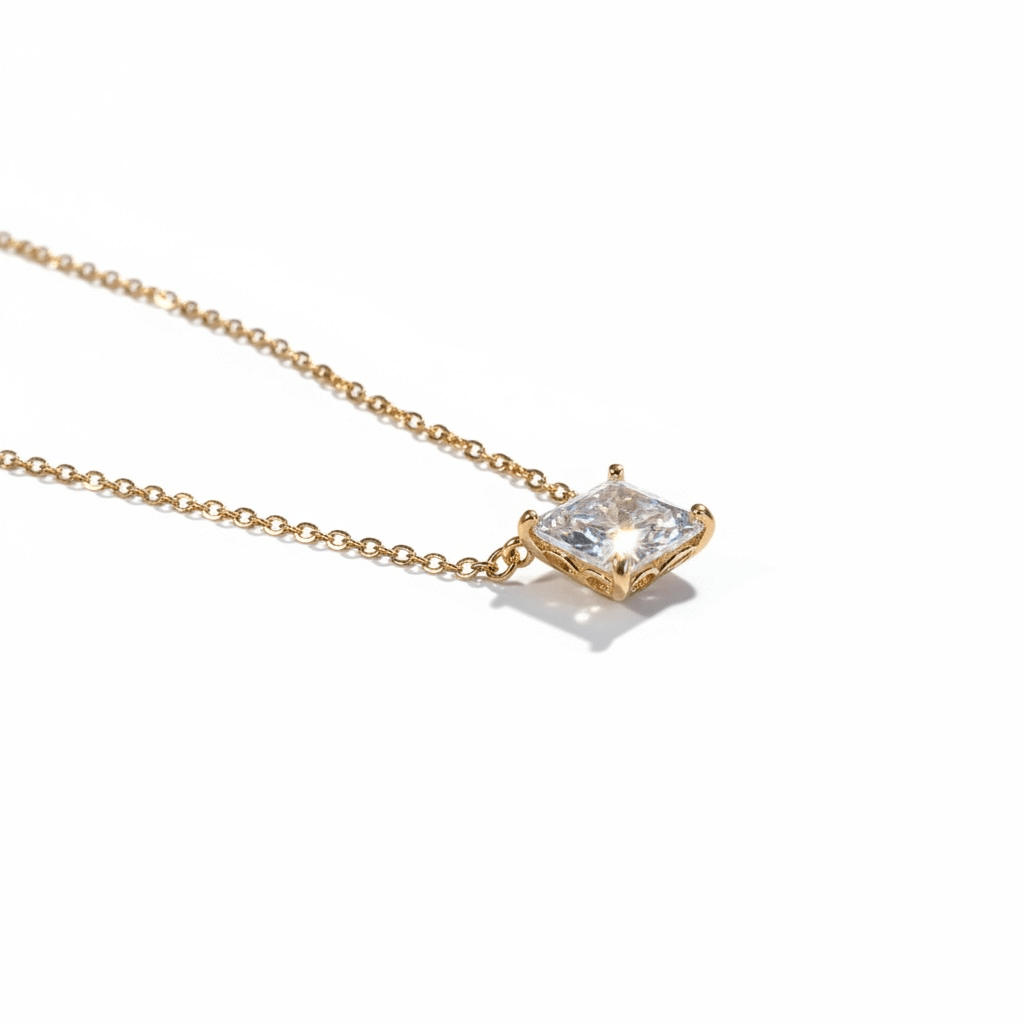 Princess Cut – 18k paauksuotas karoliai su skaidriu krištolu – 18k – paauksuotas – papuošalai