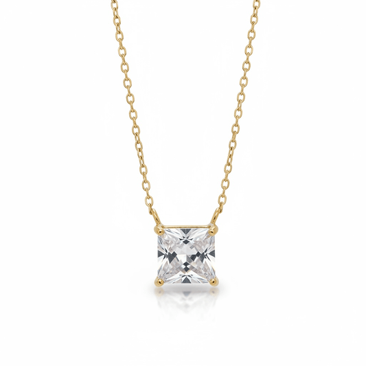 Princess Cut – 18k paauksuotas karoliai su skaidriu krištolu – 18k – paauksuotas – papuošalai
